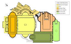 Imperial fora in Rome, colored map