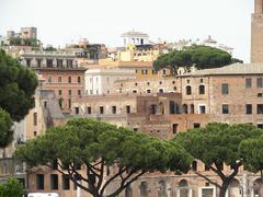 Scenic view of Ancient Rome ruins and historical buildings