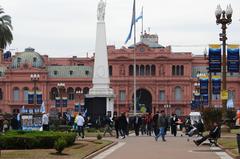 Plaza de Mayo in Buenos Aires, Argentina featuring historical buildings and large central square