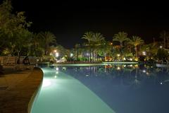 Mediterranean Sea Park of Sebta with scenic view of palm trees and water features