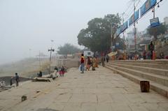 Busy street in India with colorful shops and people