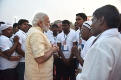 Prime Minister Narendra Modi at Assi Ghat in Varanasi