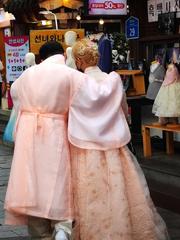 couple wearing traditional Korean Hanbok in Gyeongju