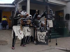 Mardi Gras Day in Treme with Skull and Bones group