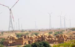 Wind farm overlooking Bada Bagh in India