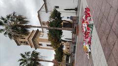 Flower tribute in front of La Palma church, Algeciras