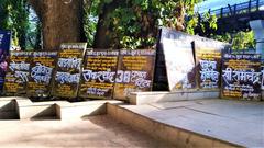 Hand painted information boards about plays at Bal Gandharva Ranga Mandir, Pune