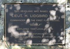 Plaque at lookout in Balls Head Reserve, Waverton