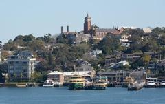 View of Balmain from lookout at Balls Head Reserve in Waverton, Sydney