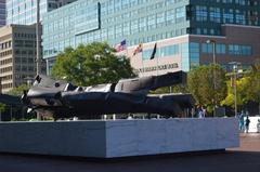 Steel beams from 9/11 Twin Towers in front of Baltimore's World Trade Center