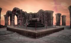 unfinished mausoleum of Ali Adil Shah in Bijapur with partial arches