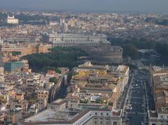 View of St. Peter's Basilica and panoramic view of Rome