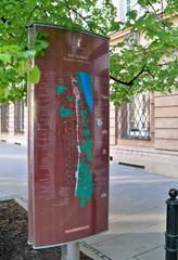 Warsaw Municipal Information System sign with map of the Royal Route and surrounding areas on Długa Street