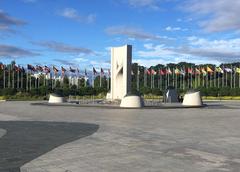 Peace Plaza in Seoul Olympic Park with modern architecture and greenery