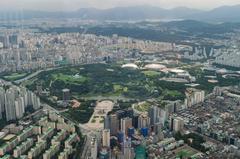 Seoul Olympic Park viewed from the Lotte World Tower observation deck