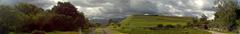 Panoramic view of the ruins of Pumapungo in Cuenca, Ecuador