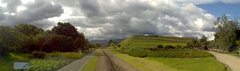 Panoramic view of Pumapungo ruins in Cuenca, Ecuador