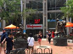 Downtown Boston's memorial to Ireland's Great Famine in front of Walgreens flagship store