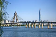 Olympic Bridge in Seoul viewed from the Northeast bank of the Han River