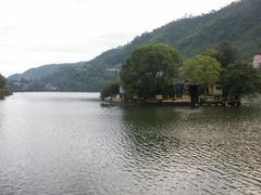 Bhimtal lake with an island in the middle