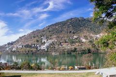 View of the hill across the Bhimtal lake