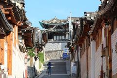 Bukchon Hanok Village in Seoul with traditional Korean houses