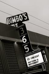 Marquee at Bimbo's 365 Club announcing St. Vincent and Pattern Is Movement