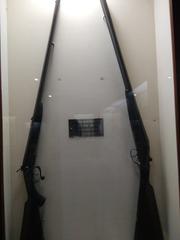 Personnel weapons of Nirmala Birla displayed in a case