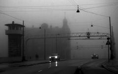 Copenhagen cityscape with fog