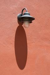 wall-mounted street lamp in downtown Durham, North Carolina