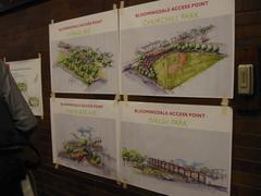 Renderings of Bloomingdale Trail accesses at a presentation