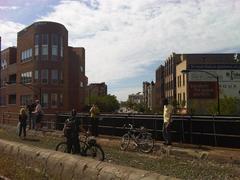 Abandoned Bloomingdale Line railroad above Milwaukee Ave