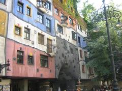 Colorful exterior of Hundertwasserhaus in Vienna, Austria