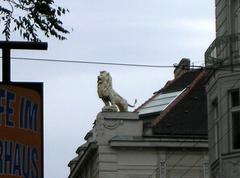 Statue of a Lion on the top of a House in Vienna