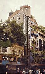 Highly extravagant building by architect Hundertwasser