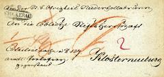 1831 Stockerau cover sent to Klosterneuburg with black decorated oval postmark