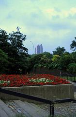 Planten un Blomen park with Radisson Hotel in background, Hamburg, 1983