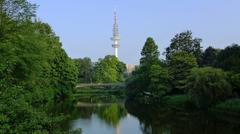 Hamburg view from Stephansplatz over Alter Botanischer Garten to Heinrich-Hertz-Turm