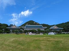 Blue house buildings in August 2022