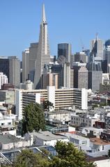 View from Ina Coolbrith Park in San Francisco toward Chinatown and Financial District