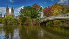 Scenic view of Bow Bridge in Central Park, New York City