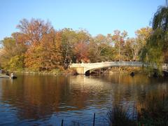 Bow Bridge in Central Park with fall foliage