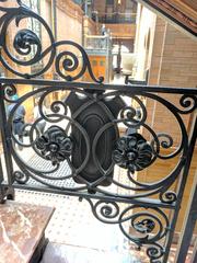 interior of the Bradbury Building with its ornate ironwork and geometric patterns in Los Angeles