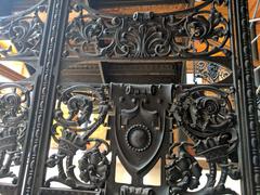 interior view of the Bradbury Building with intricate ironwork and a glass ceiling