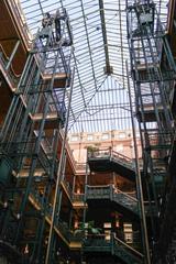 Bradbury Building lobby with elaborate ironwork and staircases