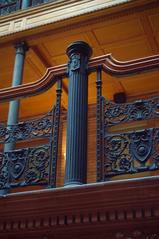 Bradbury Building interior featuring intricate ironwork and sunlight streaming through skylights, Los Angeles, California