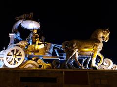 Giant bronze Krishna-Arjuna chariot at Brahma Sarovar