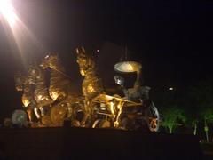 Sri Krishna's Chariot at Brahma Sarovar at night