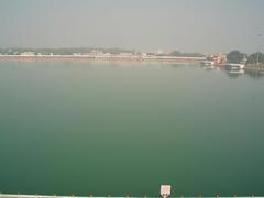 View from VVIP Ghat of Brahma Sarovar with clean water and reflections