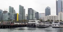 Broadway Pier from the water in San Diego